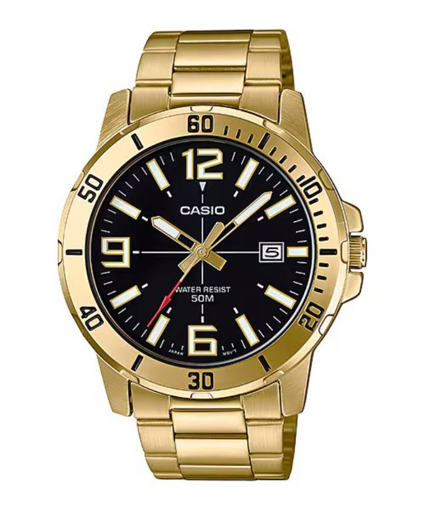 Casio Analog Gold Date 45mm Stainless Steel Band Watch Republic PH Casio Analog Gold Date 45mm Stainless Steel Band Watch Republic PH