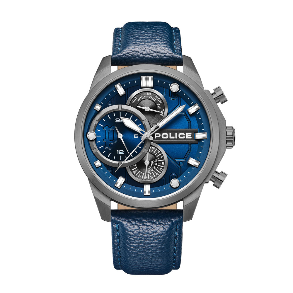 Police Reactor Multifunction 44mm Leather Band - Main Image