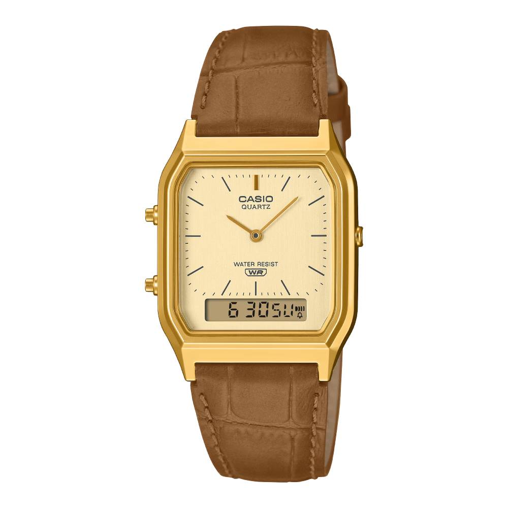 Casio Vintage Anadigi Gold 29.8mm Leather Band