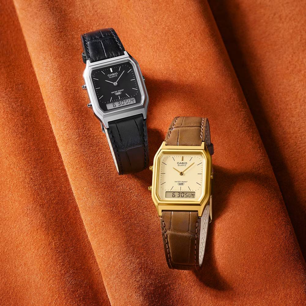 Casio Vintage Anadigi Gold 29.8mm Leather Band