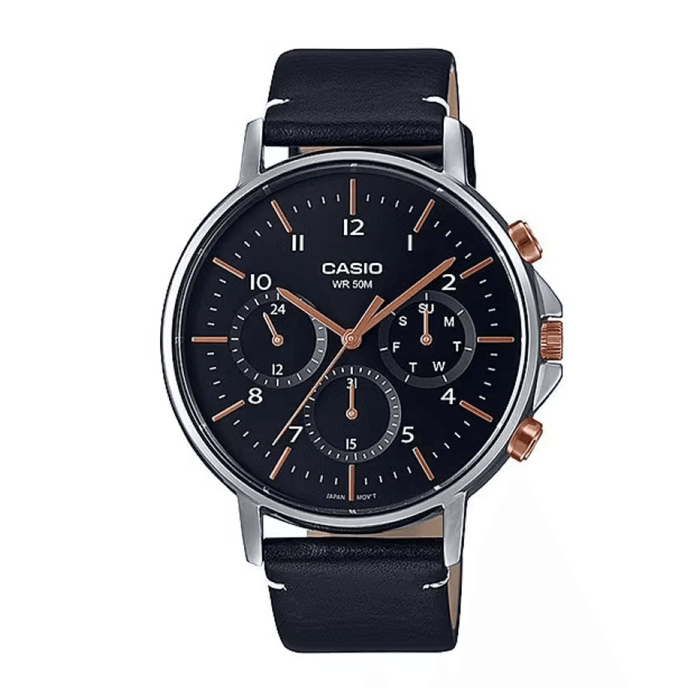 Casio Analog Leather Multifunction 44.7mm Leather Band