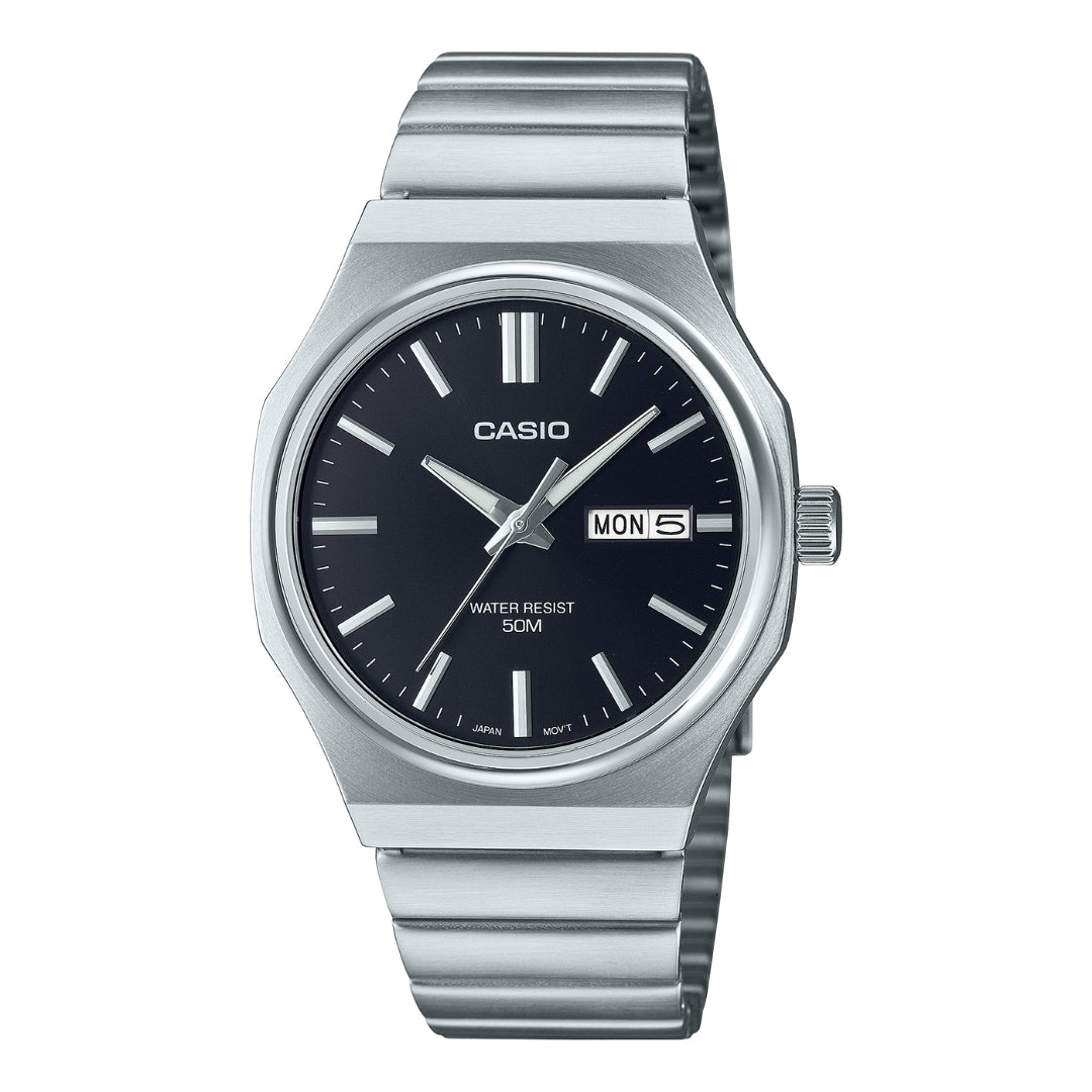 Casio Analog Steel Day-Date 37.5m Stainless Steel Band