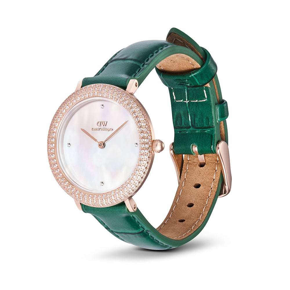 Daniel Wellington Watches Crystal Bezel 2-Hand 32mm Leather Band