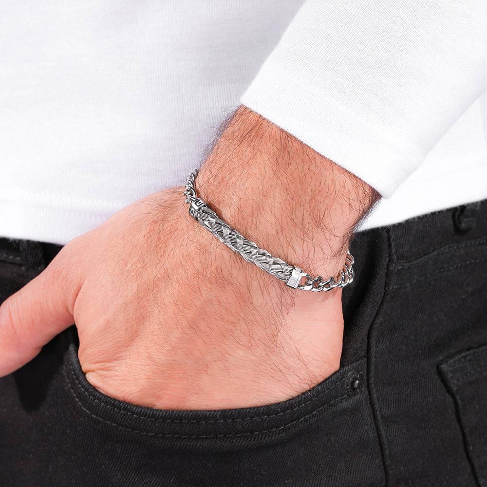 Police Accessories Crossed Bracelet By Police For Men 185mm Stainless Steel Bracelet