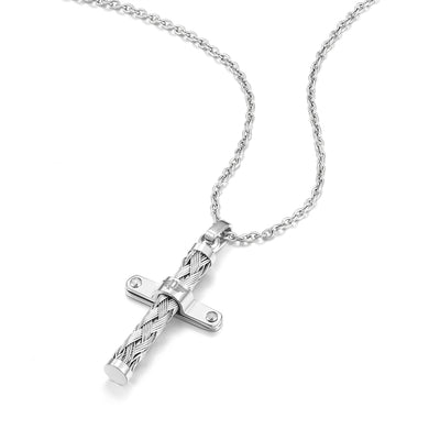 Police Accessories Crossed Necklace By Police For Men 500mm Stainless Steel Necklace