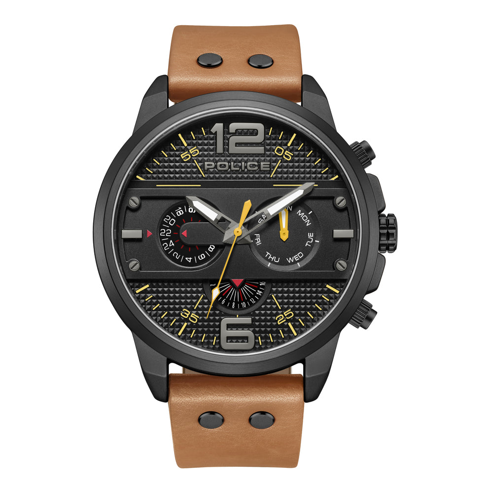 Police Brawn Multifunction 50mm Leather Band