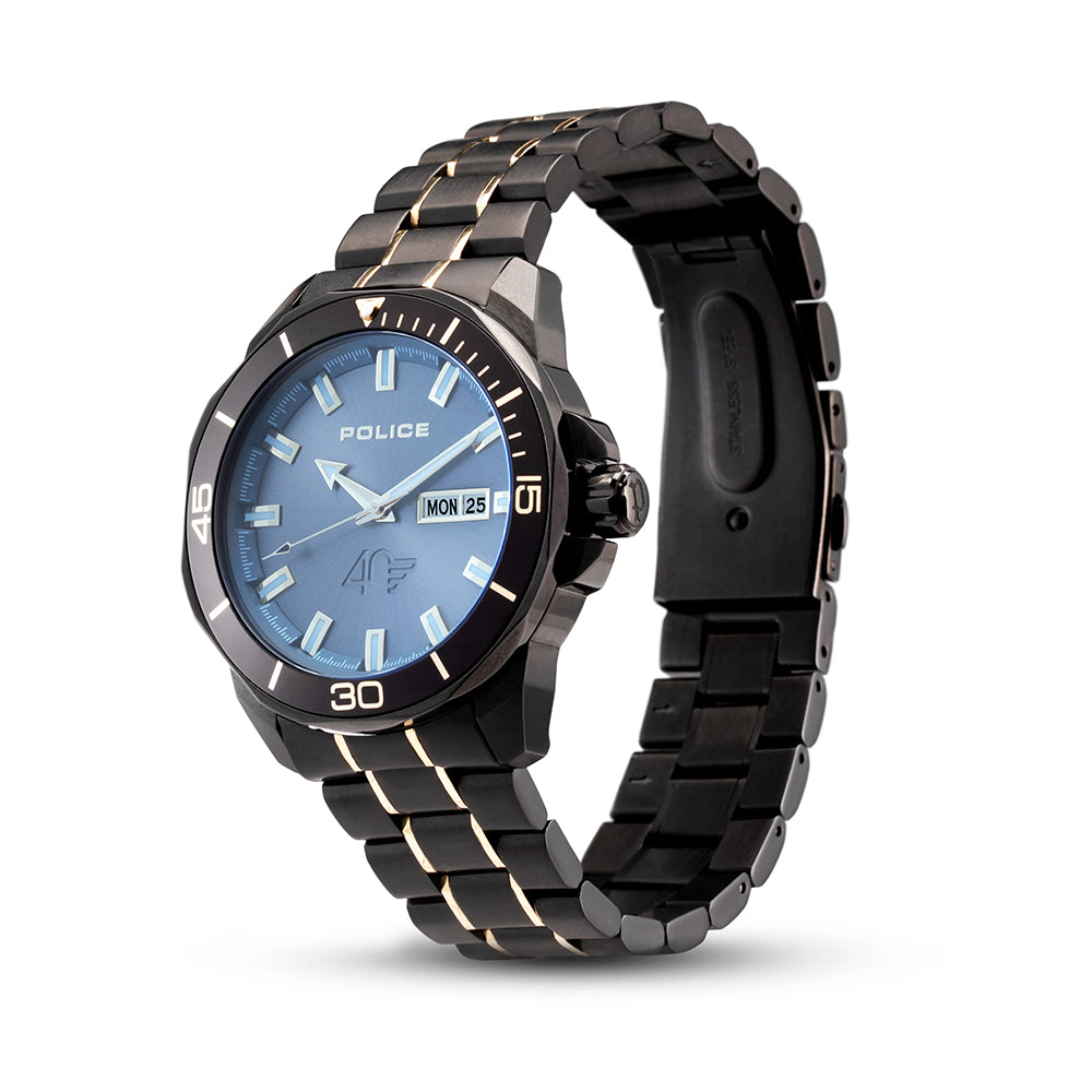 Police Thornton Day-Date 43mm Stainless Steel Band