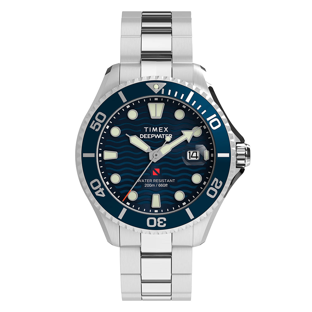 Timex Deepwater Meridian 200 Date 44mm Stainless Steel Band