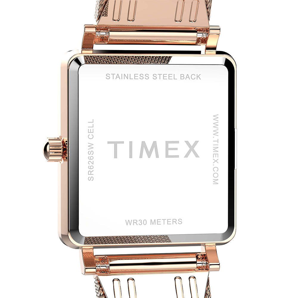 Timex Transcend Rectangle 3-Hand 22mm Stainless Steel Band