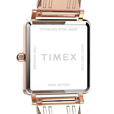 Timex Transcend Rectangle 3-Hand 22mm Stainless Steel Band