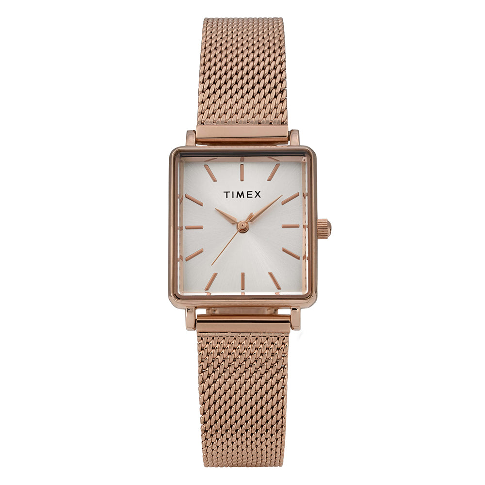 Timex Transcend Rectangle 3-Hand 22mm Stainless Steel Band