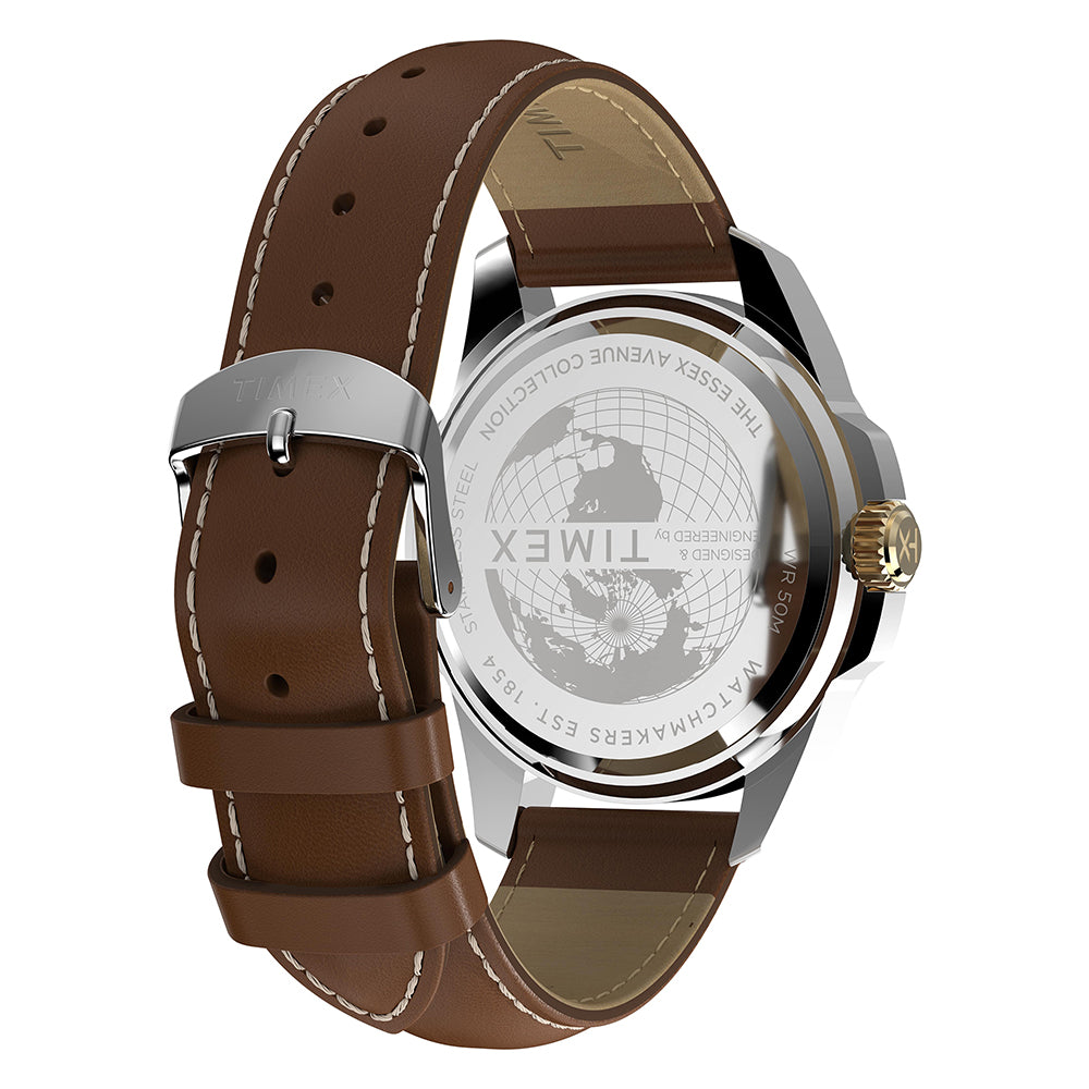 Timex Essex Avenue Day-Date 45mm Leather Band