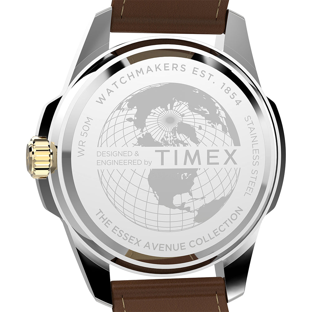 Timex Essex Avenue Day-Date 45mm Leather Band