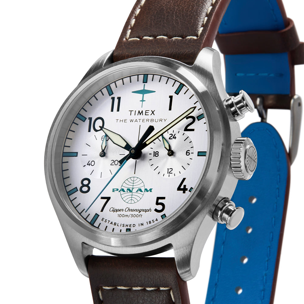 Timex Waterbury Ace Pan Am Chronograph 41mm Leather Band