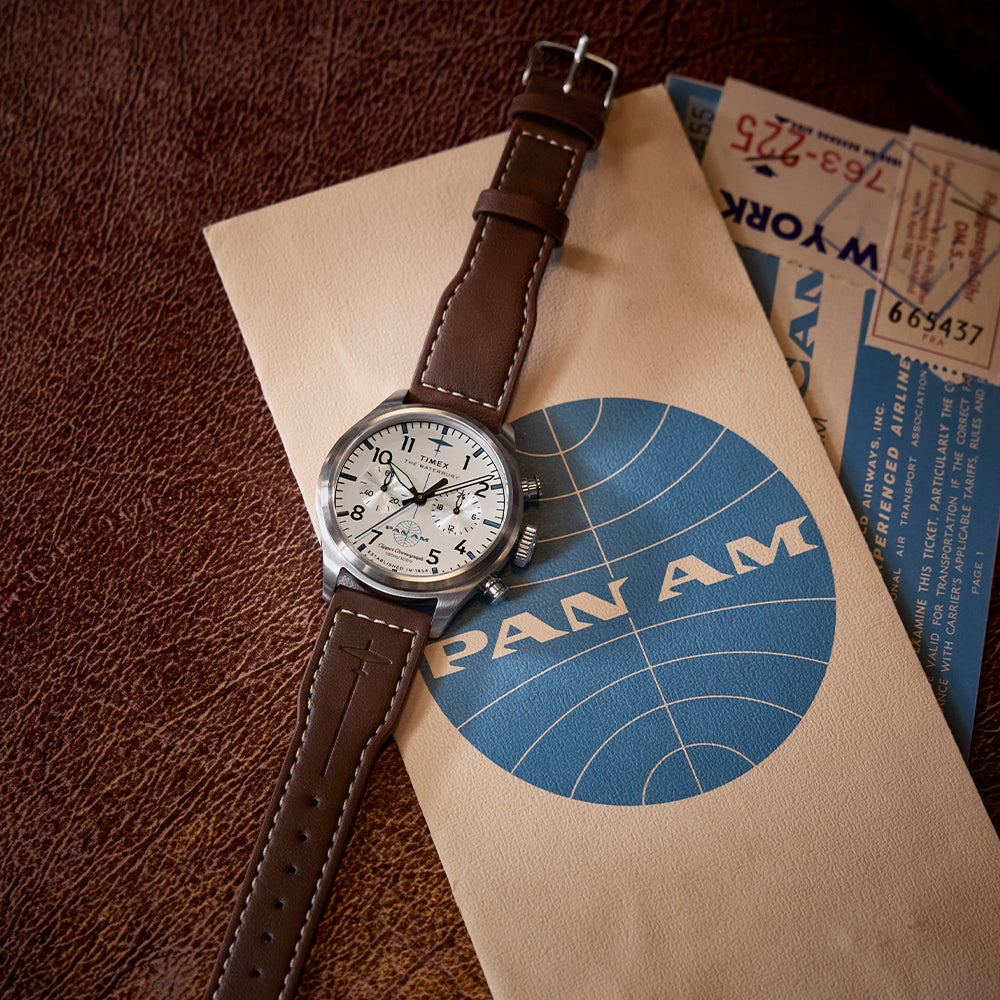 Timex Waterbury Ace Pan Am Chronograph 41mm Leather Band