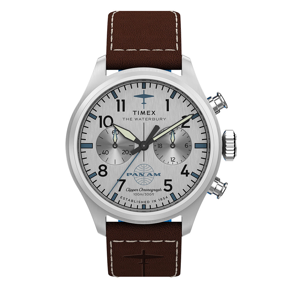 Timex Waterbury Ace Pan Am Chronograph 41mm Leather Band