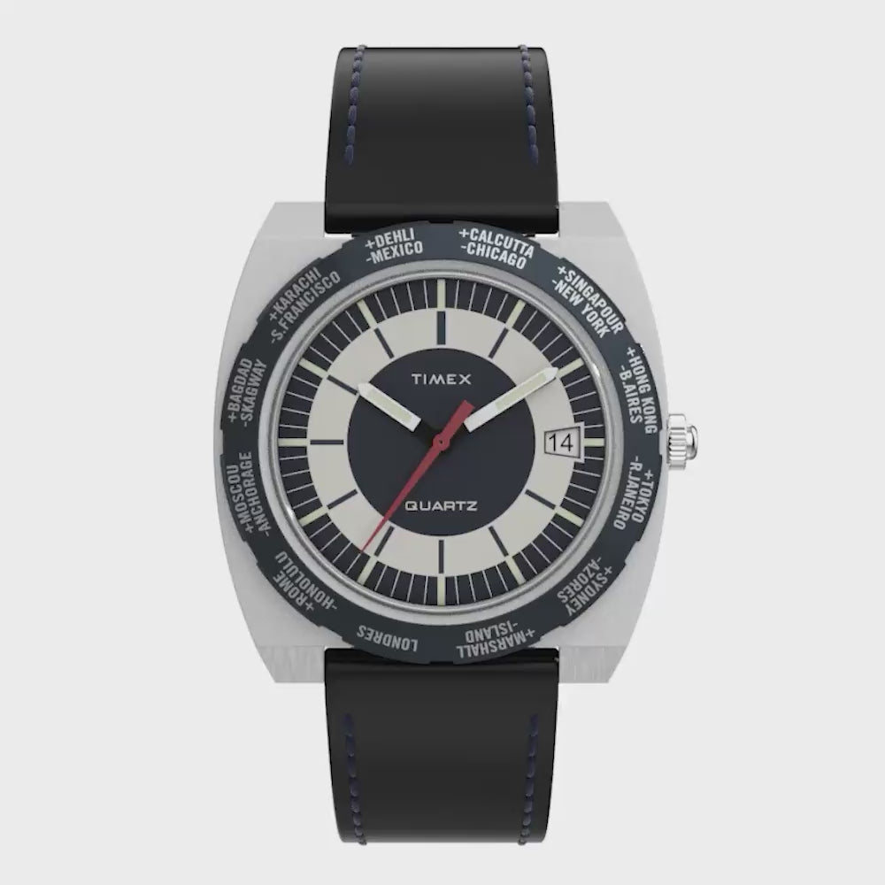 Timex Q Timex 1972 Reissue Date 39mm Leather Band