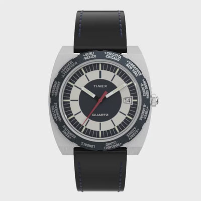 Timex Q Timex 1972 Reissue Date 39mm Leather Band