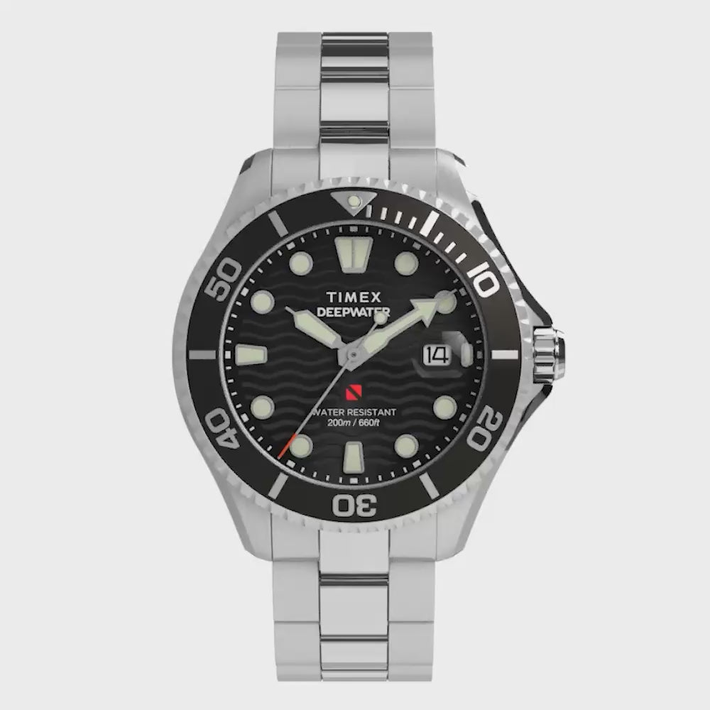Timex Deepwater Meridian 200 Date 44mm Stainless Steel Band
