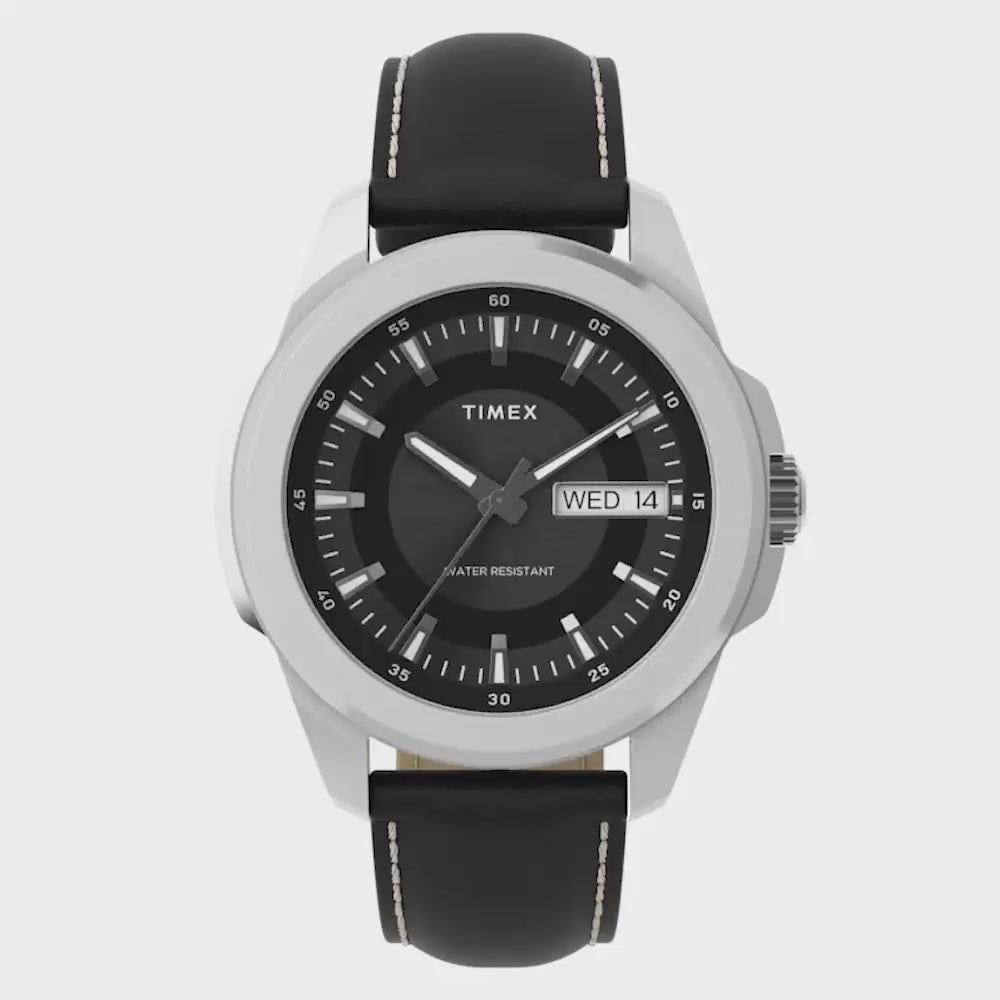 Timex Essex Avenue Day-Date 45mm Leather Band