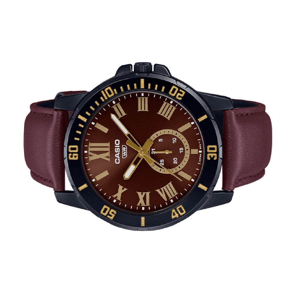 Casio Analog Leather Date 45mm Leather Band