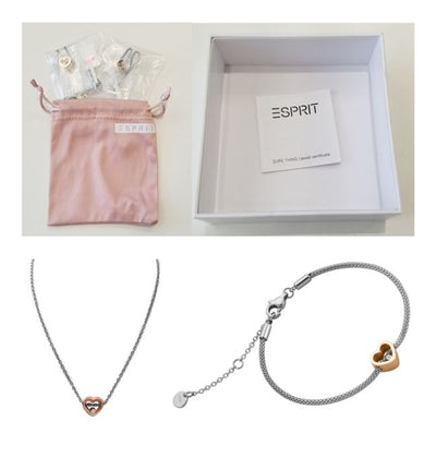 NOT FOR SALE Gift Set Necklace and Bracelet Heart Charm Stainless Steel