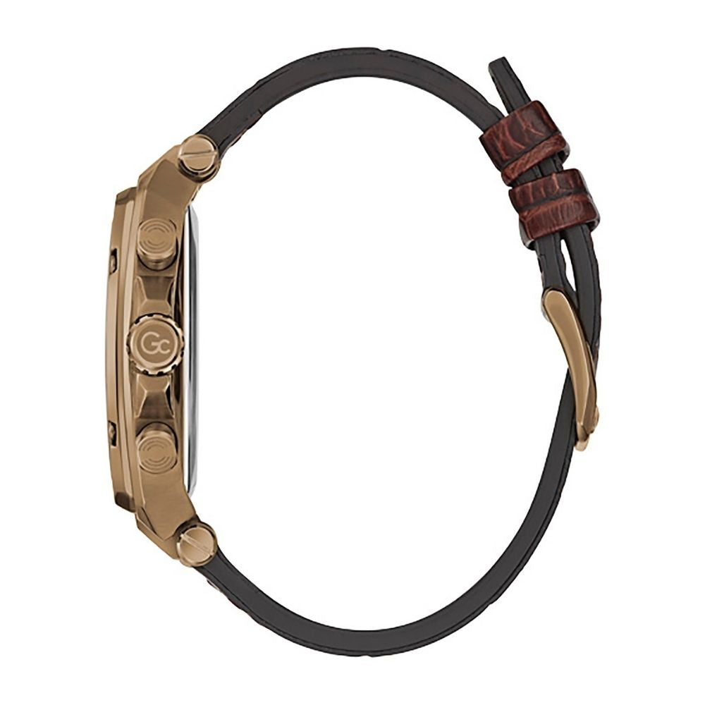 GC Chronograph Watch with brown leather strap GUESS® Gc Green and Leather Chronograph Watch main image 3