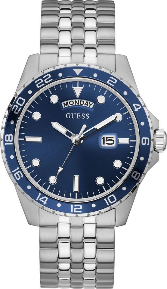 Guess Day-Date 44mm Stainless Steel Band