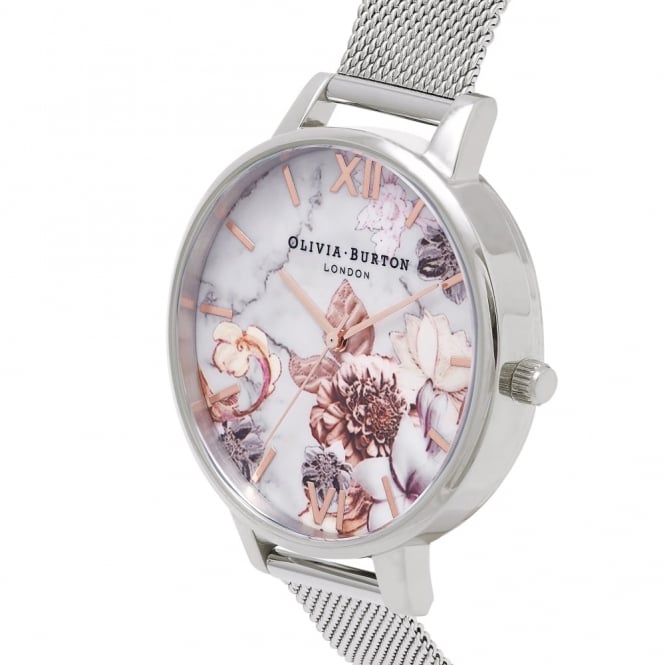 Marble Florals 3-Hand 38mm Mesh Band