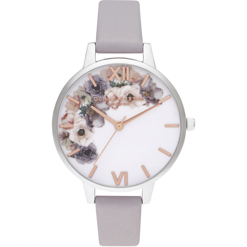 Olivia Burton Watercolour Florals 3-Hand 34mm Leather Band