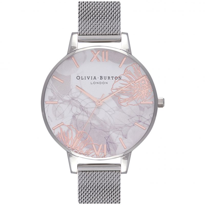 Abstract Florals 3-Hand 38mm Mesh Band