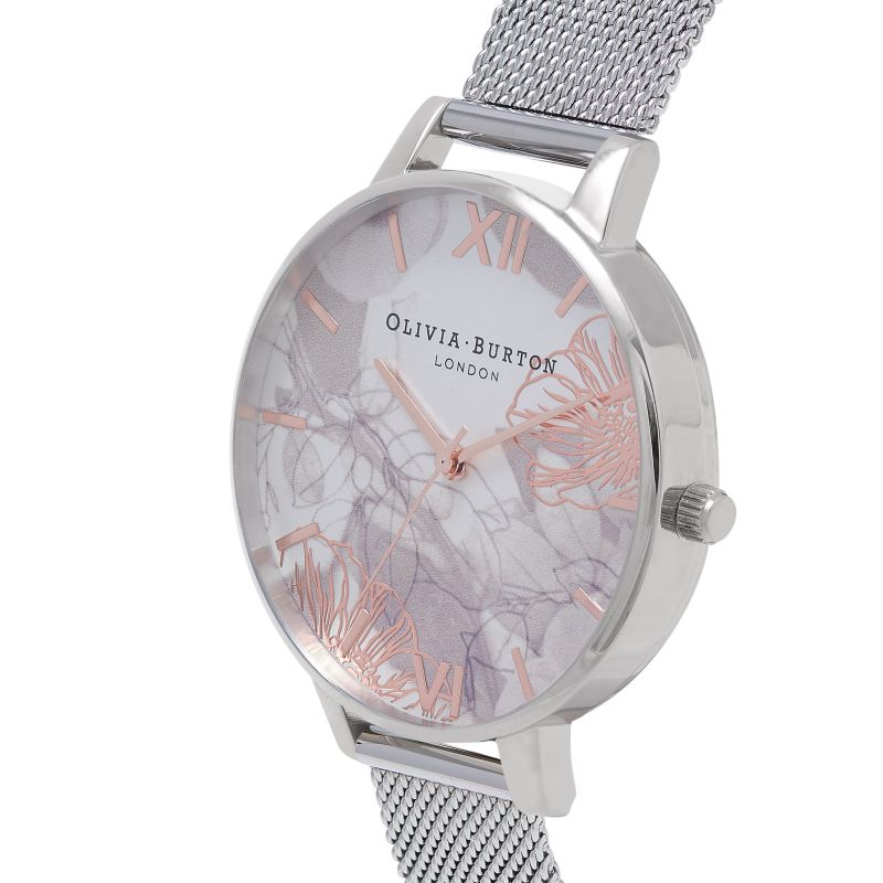 Abstract Florals 3-Hand 38mm Mesh Band