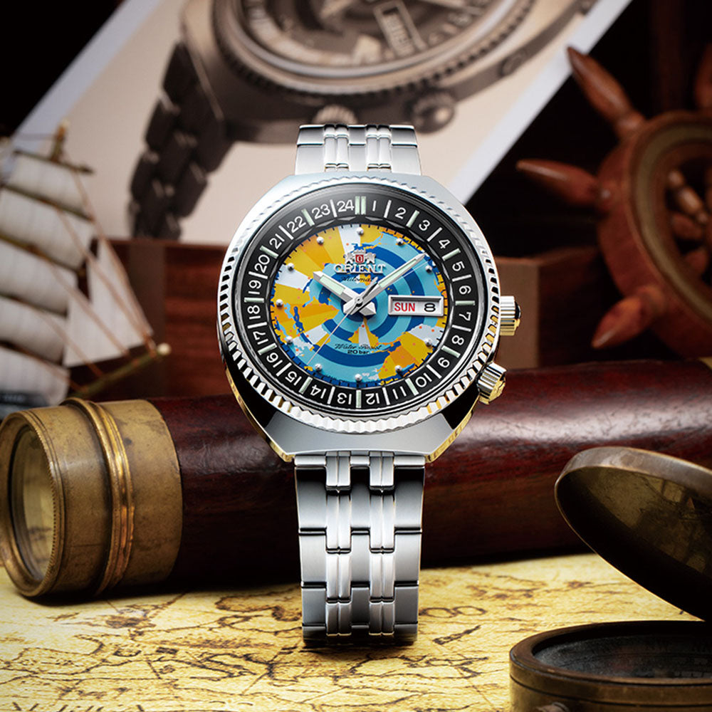 Orient World Map Automatic 43.5mm Stainless Steel Band