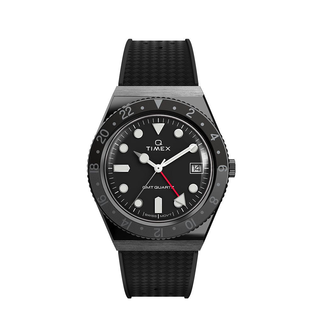 Timex Q Diver GMT  38mm Rubber Band