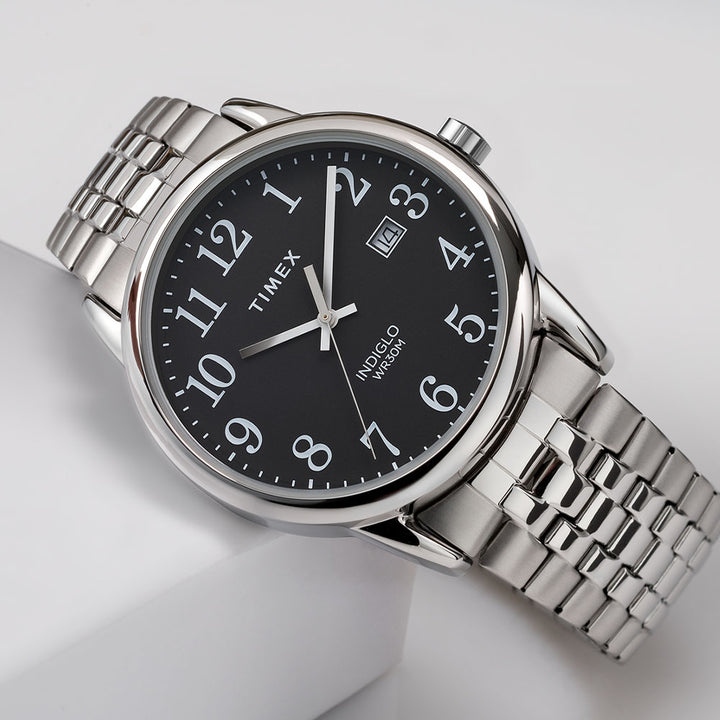 Timex Easy Reader® With Perfect Fit Date 38mm Stainless Steel Band