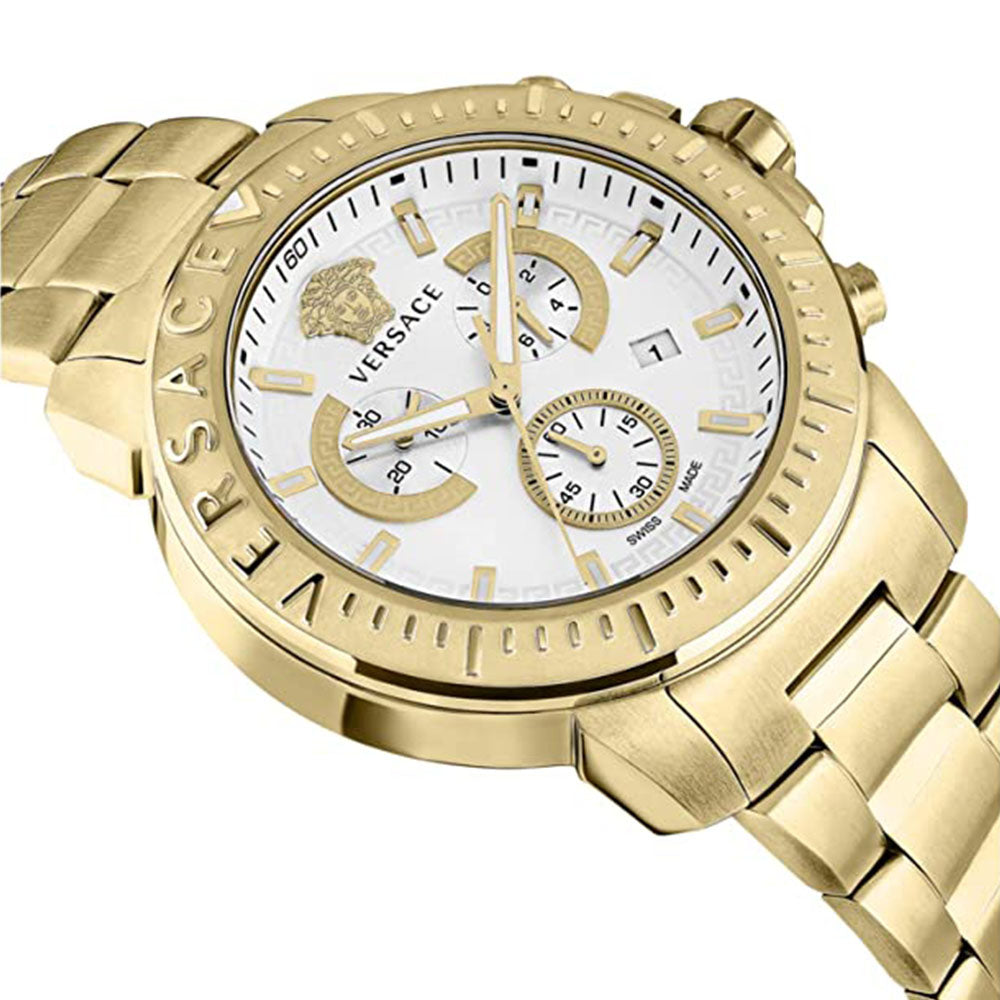 Versace New Chrono Chronograph 45mm Stainless Steel Band