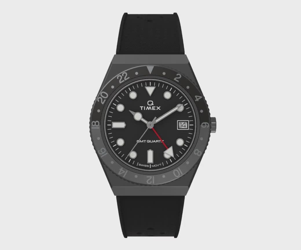 Timex Q Diver GMT  38mm Rubber Band